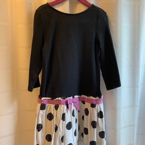 Gymboree girls long sleeve dress. Black, white, purple. Size 6